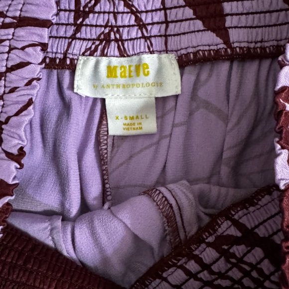 Maeve Maroon and Pink Floral Wide Leg Pants - Picture 2 of 2